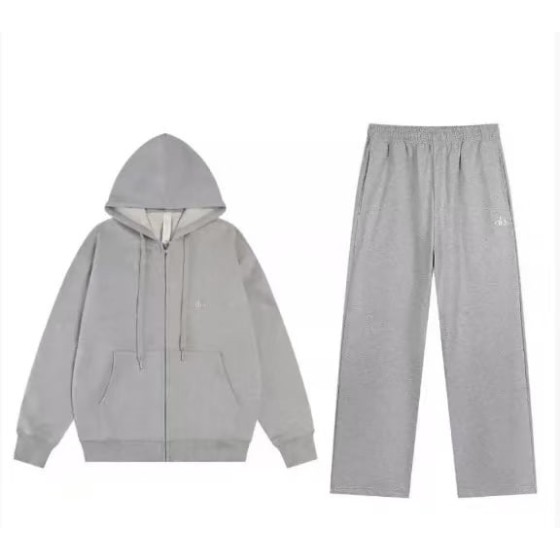 ALO Grey Full Zipper Straight-Leg Suit